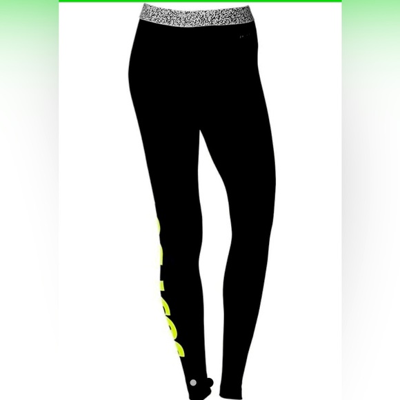 Nike Pro Hyperwarm Tights Mezzo Waistband Compression Black/Volt Women |Size S - Picture 5 of 10